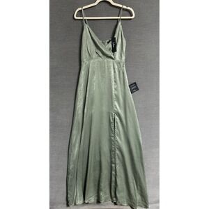 NEW Lulus Dress S Green Satin‎ Slip Maxi Formal Bridesmaid Wedding Gown Evening